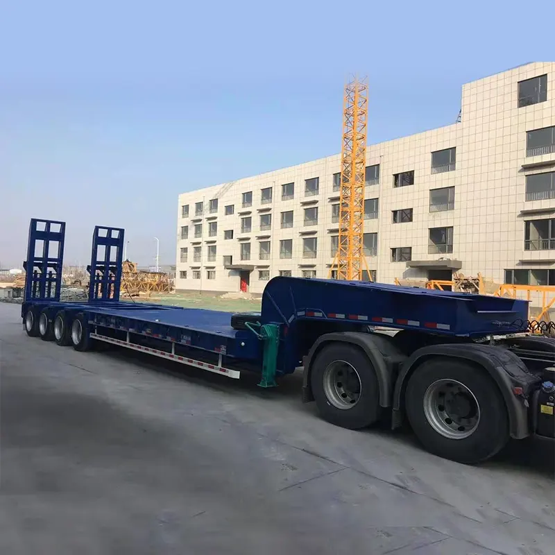 80-100 Ton 4 Dingilli Arka Rampalı Lowbed Yarı Römork